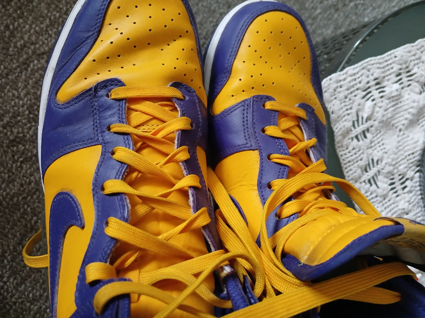 Nike Dunk High Top Sneakers - Yellow/Purple - photo 4
