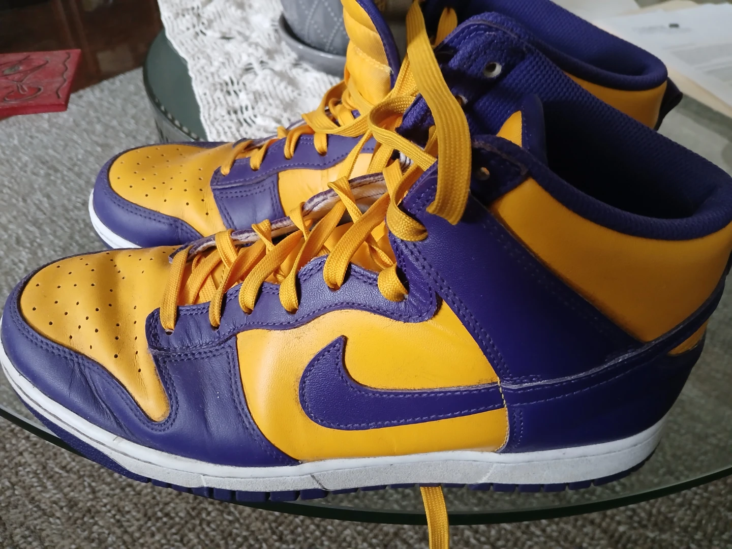 Nike Dunk High Top Sneakers - Yellow/Purple - photo 5