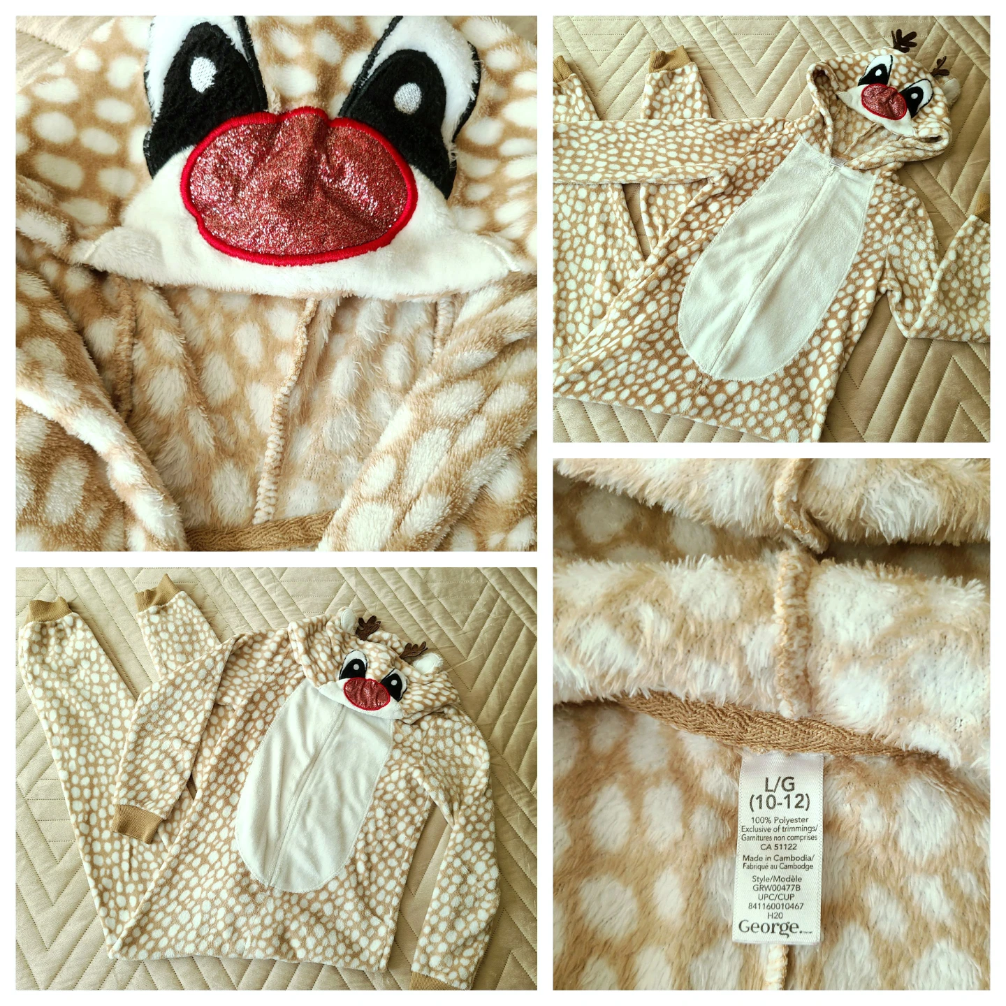 Reindeer One-piece Pj's - Size 7-8y and 10-12y - photo 3