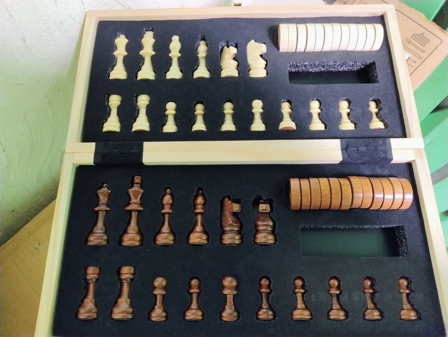 Wooden Chess & Checkers Set