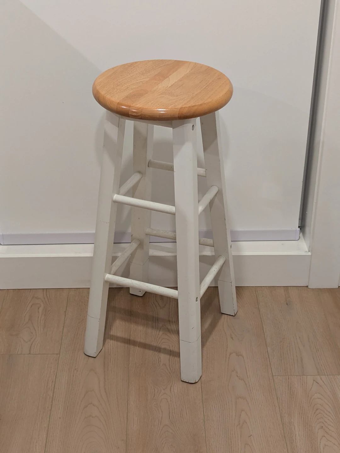 White and Wood Bar Stool