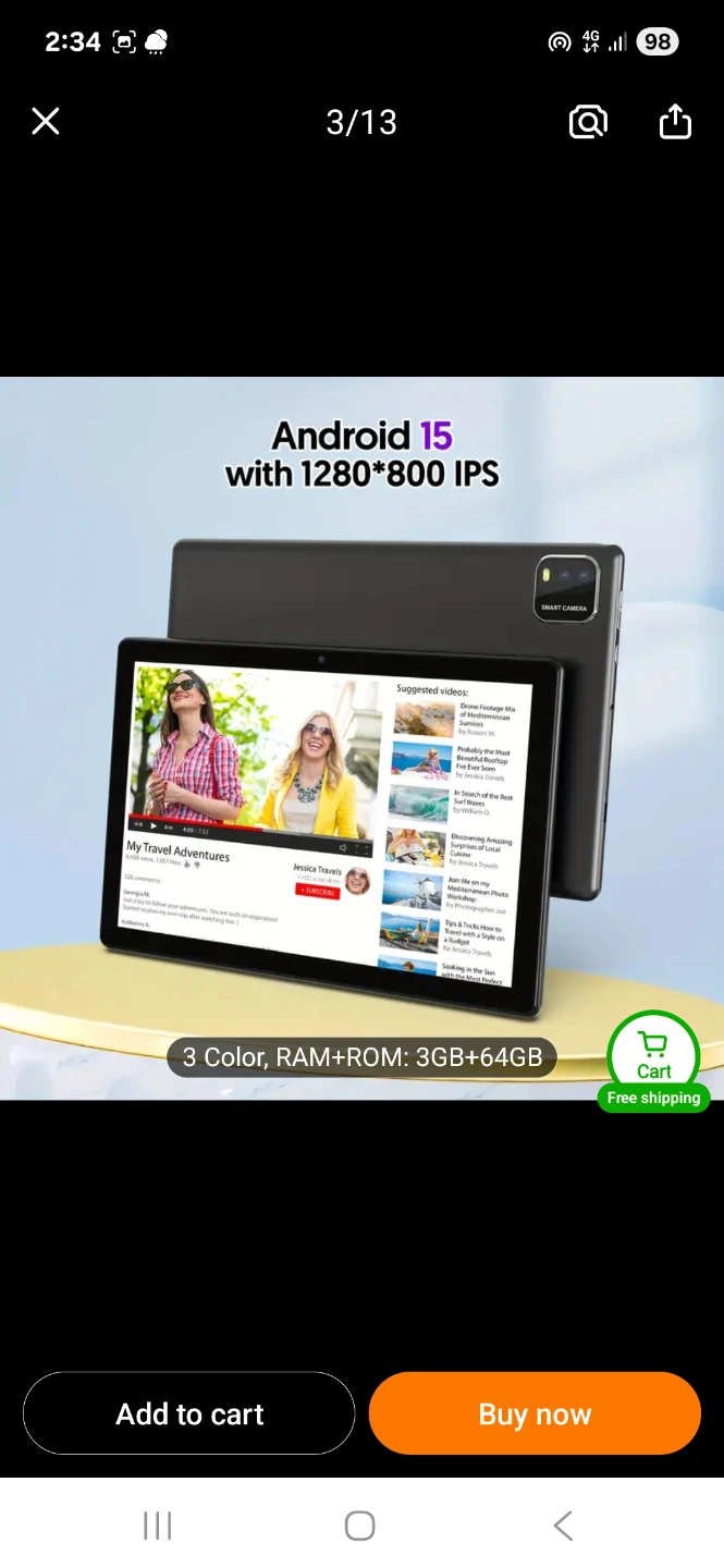 Android 15 Tablet w/ Keyboard & Mouse - 3GB RAM + 64GB ROM - photo 4