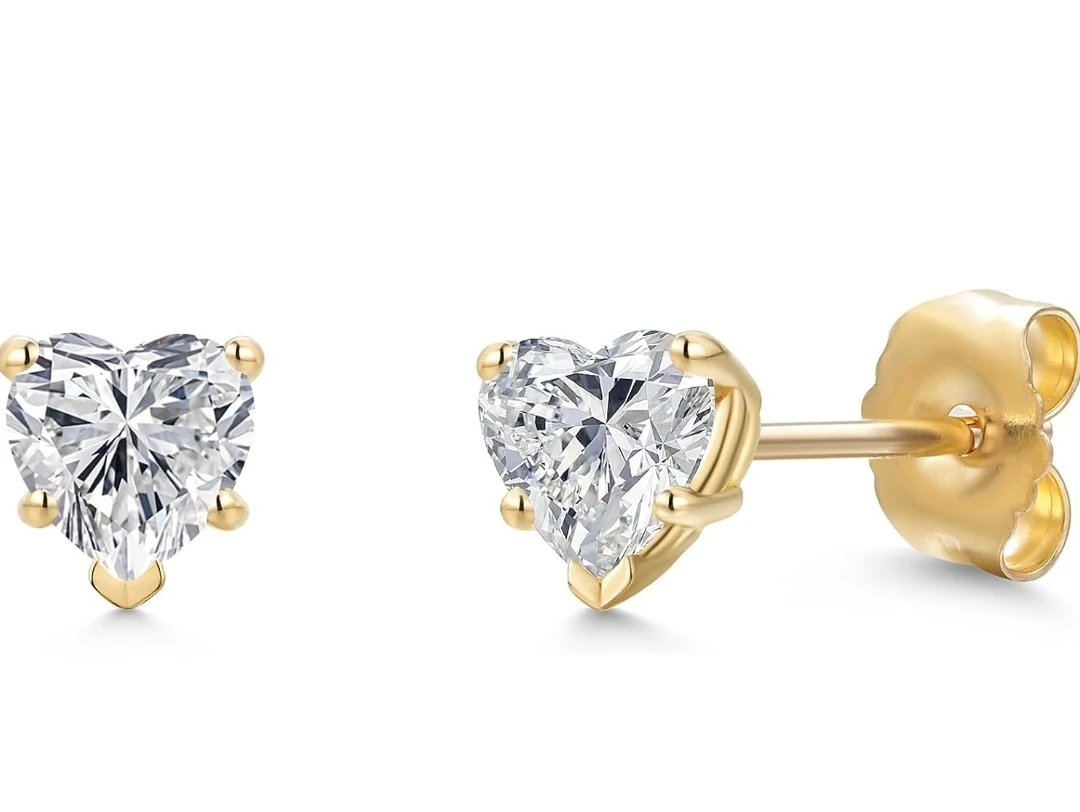 Moissanite 925 Silver Heart Stud Earrings - photo 2