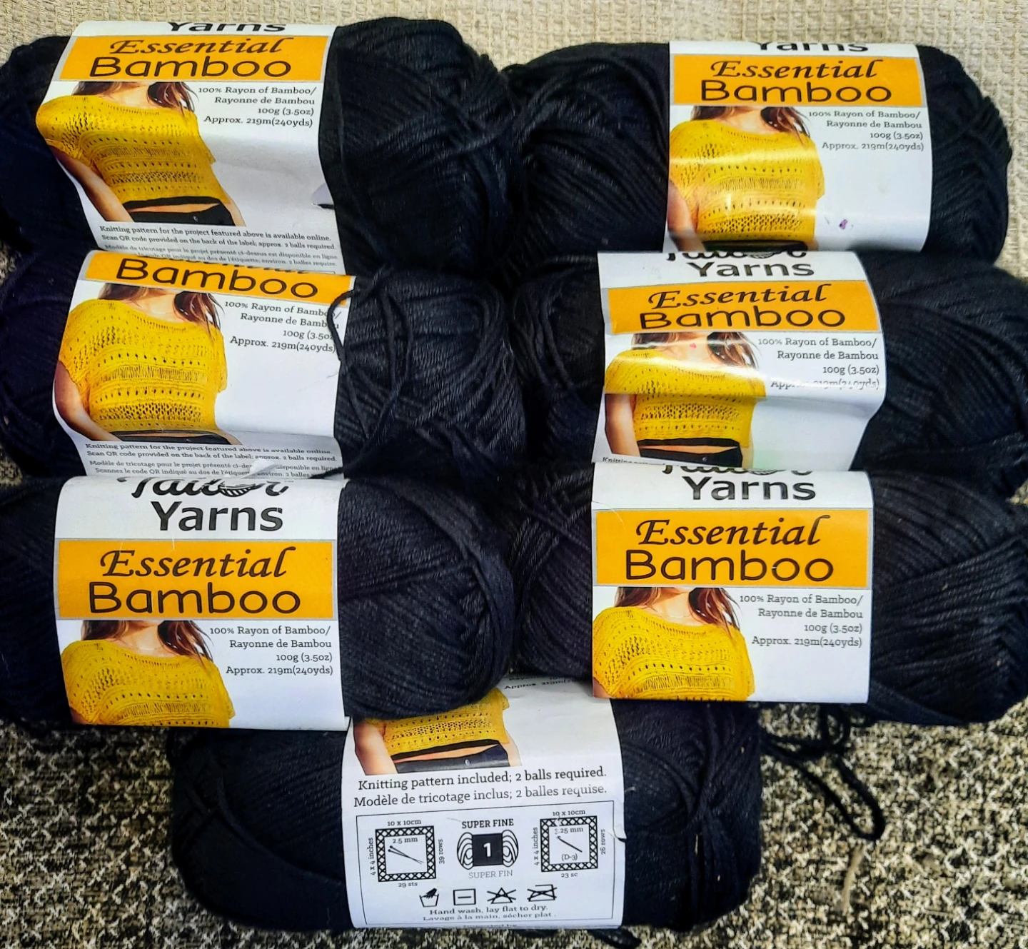 Yarns Essential Bamboo Black 100% Rayon Yarn (Bulk Lot)