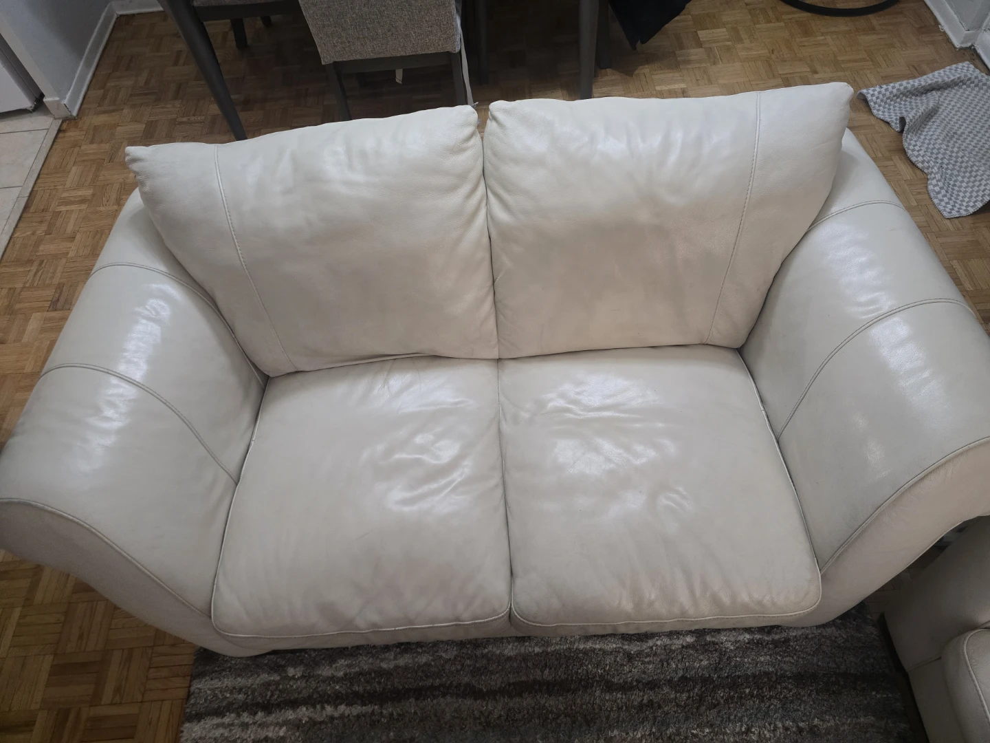Cream Italian Leather Sofa and Loveseat Set - photo 5