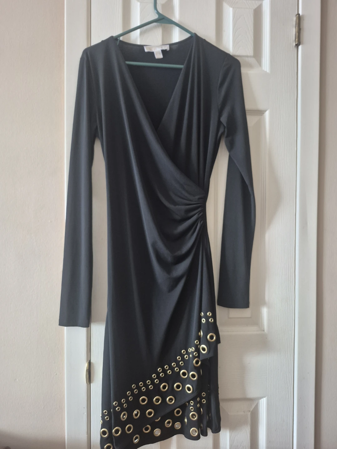 Michael Kors Black Wrap Dress with Grommets Size M