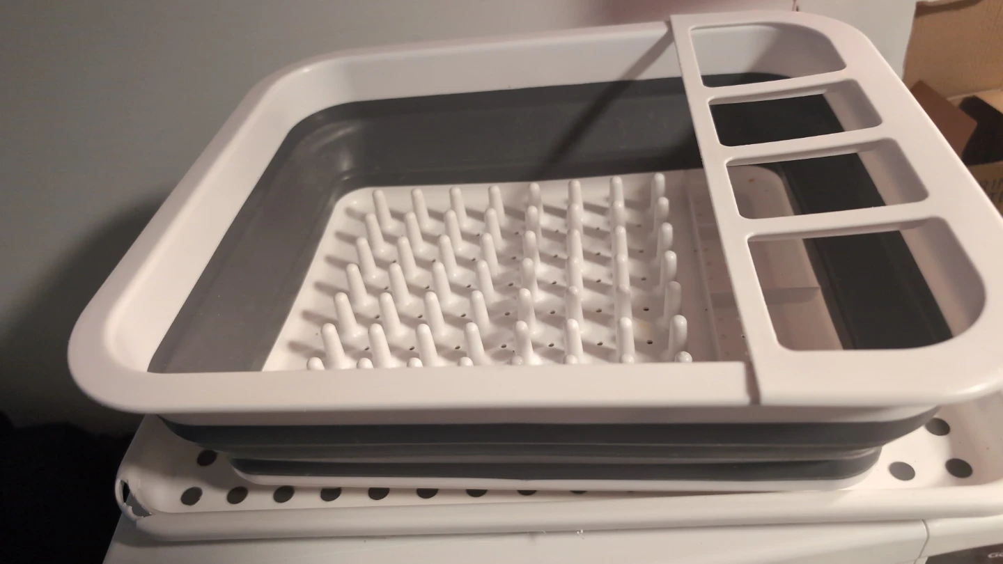 Collapsible Dish Drying Rack - White & Grey