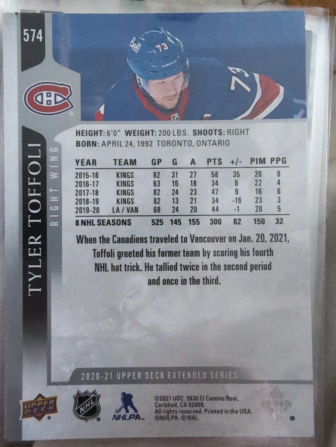 Tyler Toffoli Hockey Card - photo 2