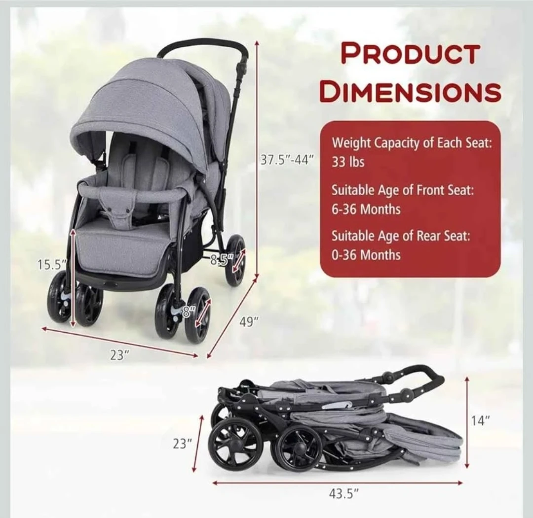HONEY JOY Double Stroller,  Infant Twin Stroller brandnew - photo 4