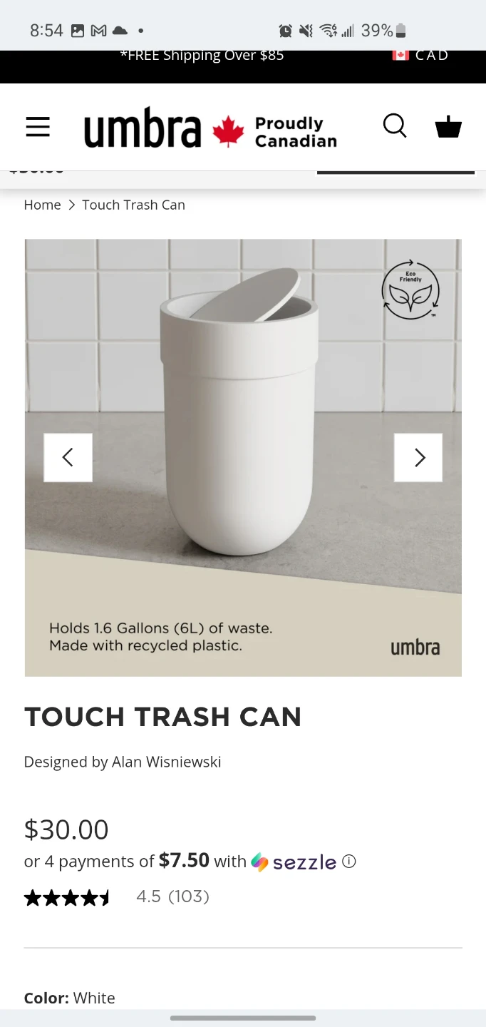 Umbra Touch Trash Can - White 🥕 - photo 3