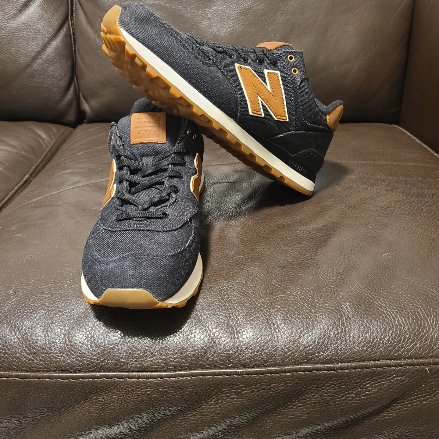 New Balance 574 Black Denim - Size 10