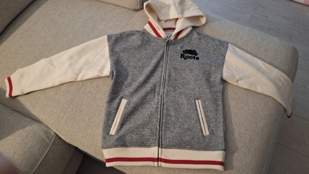 Roots Cabin Varsity Jacket - Grey Cat Periwinkle - Size L