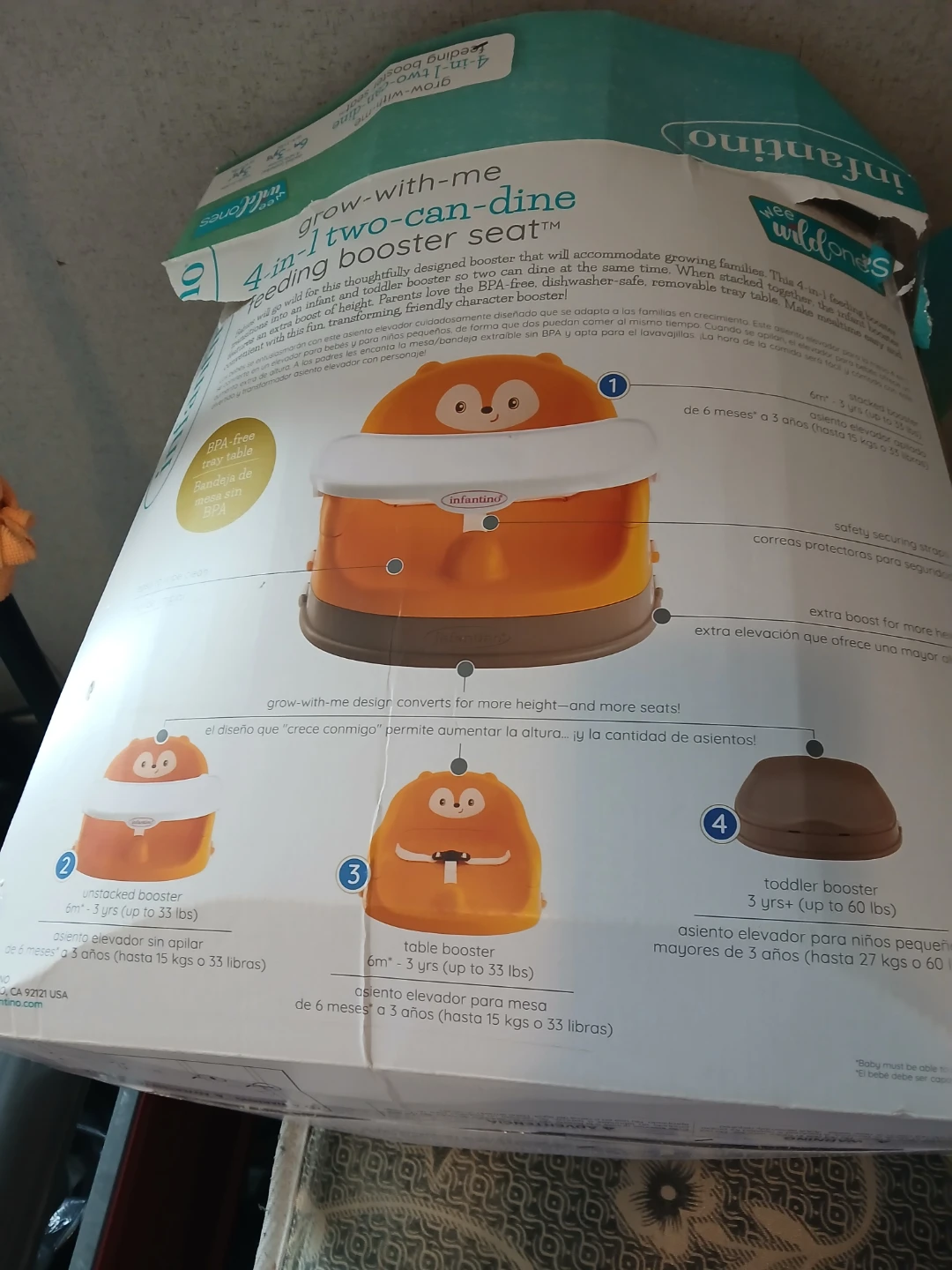 Infantino 4-in-1 Two-Can-Dine Feeding Booster Seat