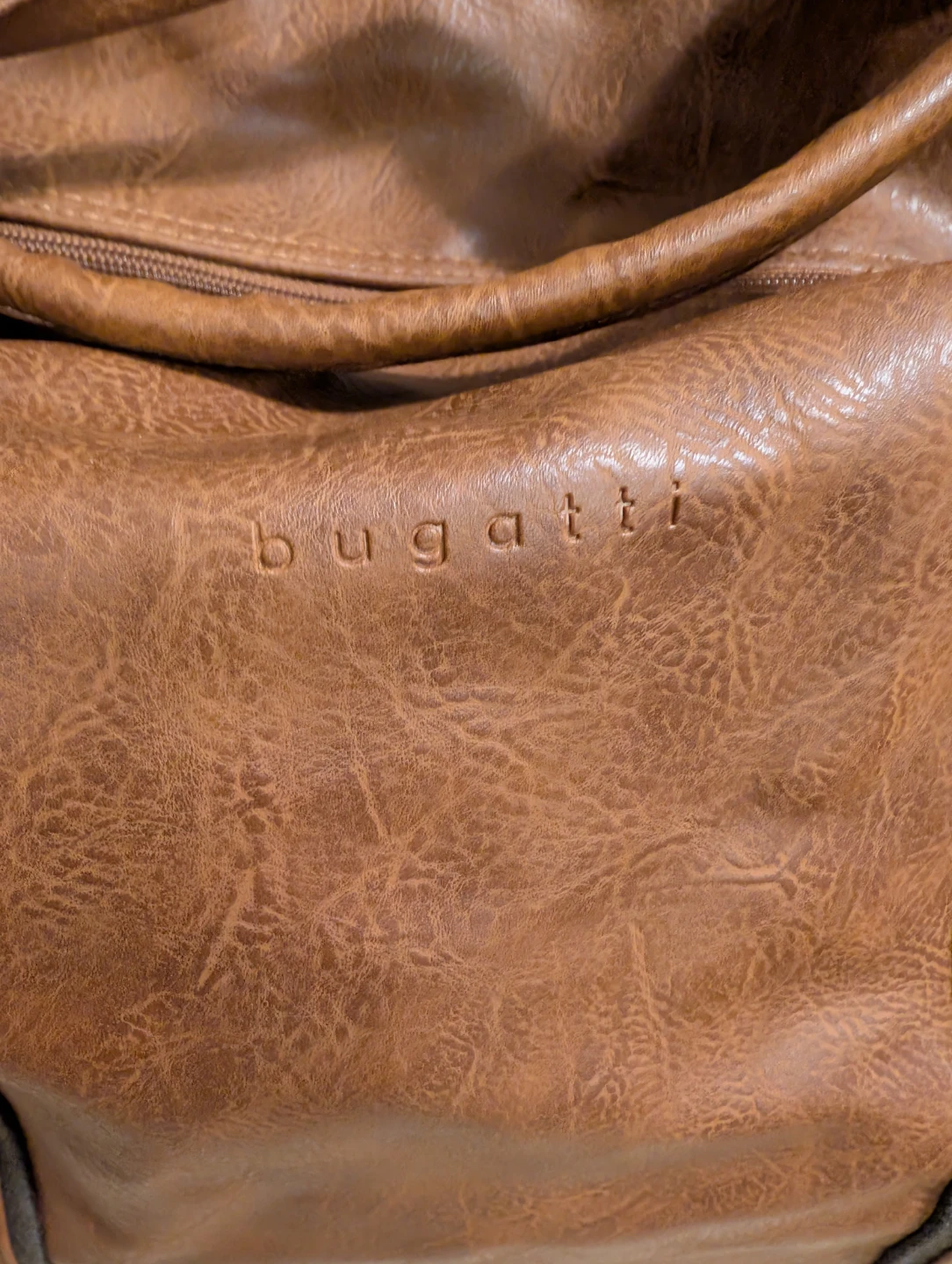 Bugatti Brown Cognac Vegan Leather Weekender Bag