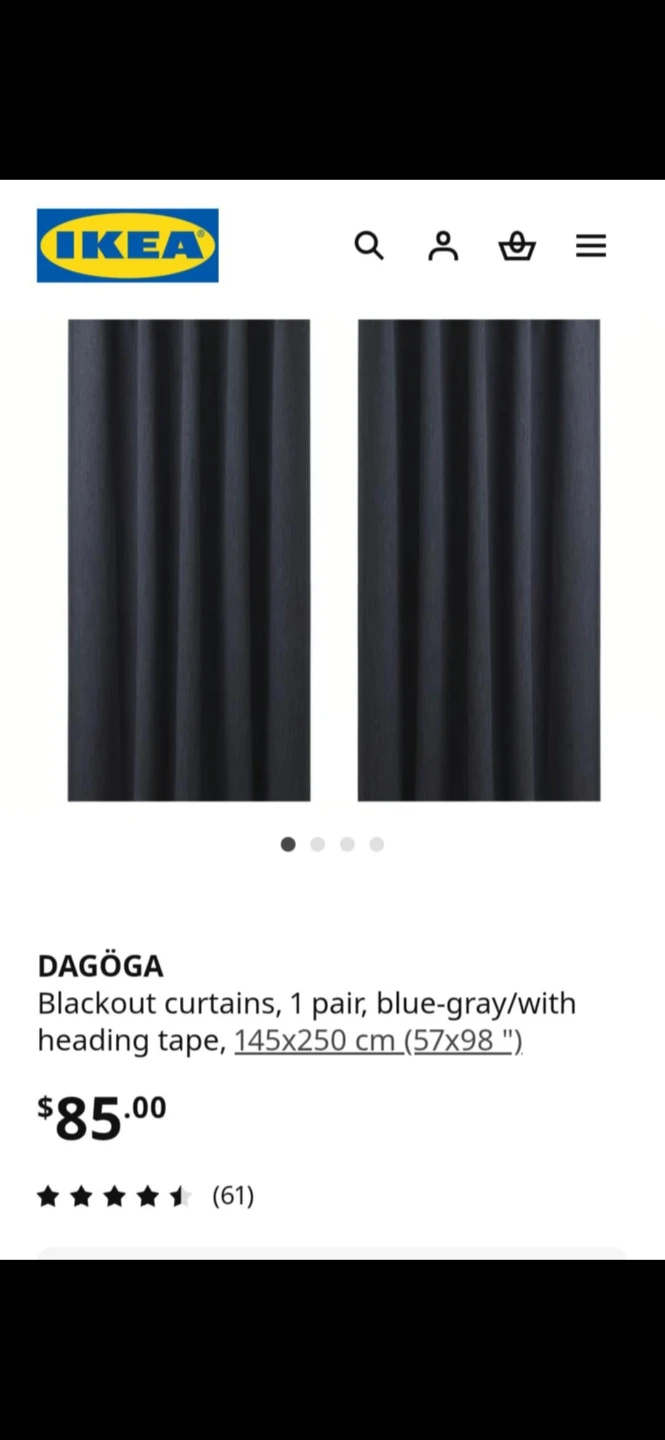 IKEA Dagoga Blackout Curtains - Blue-Gray
