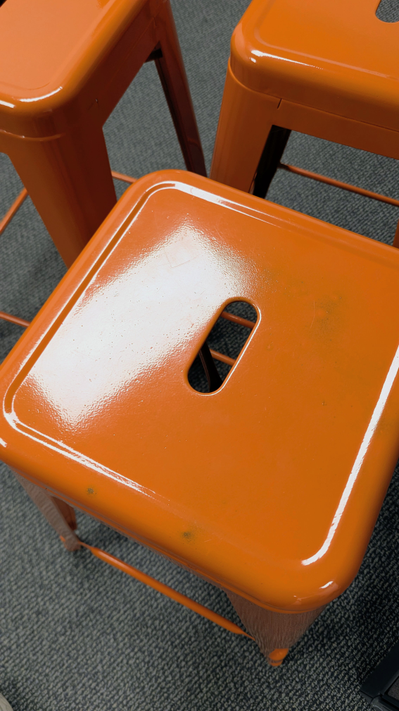 3 x Orange Bar Stools, 26" Tall - photo 5