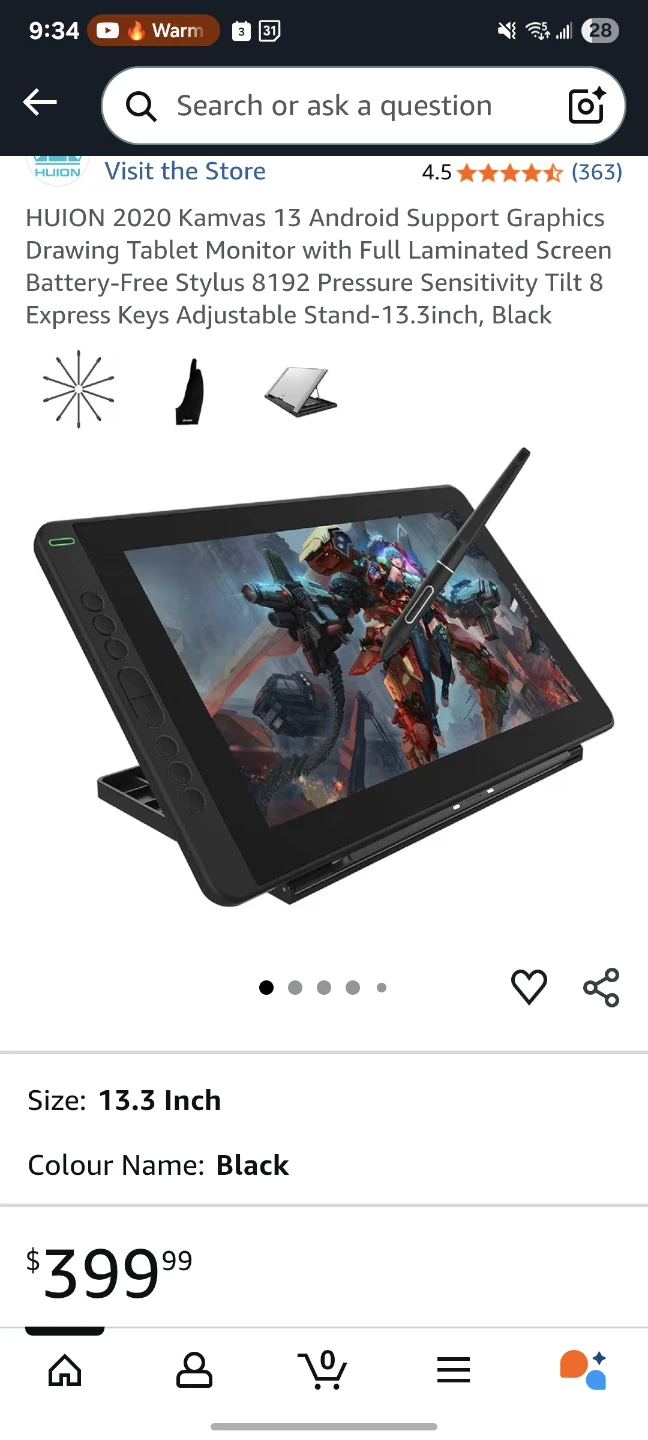 Huion Kamvas 13 Graphics Drawing Tablet - Black - photo 3