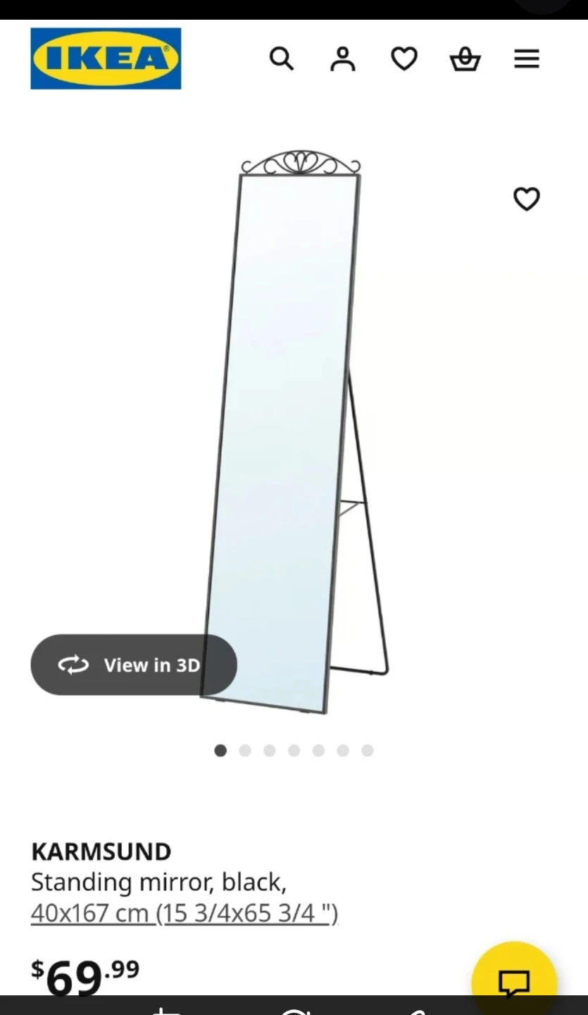 IKEA Standing Mirror, Black 40x167 cm - photo 4