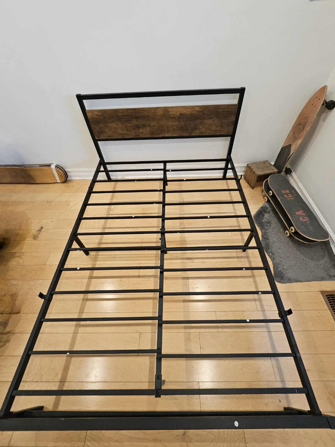 Metal Bed Frame with Wood Headboard - Double/Full - photo 2