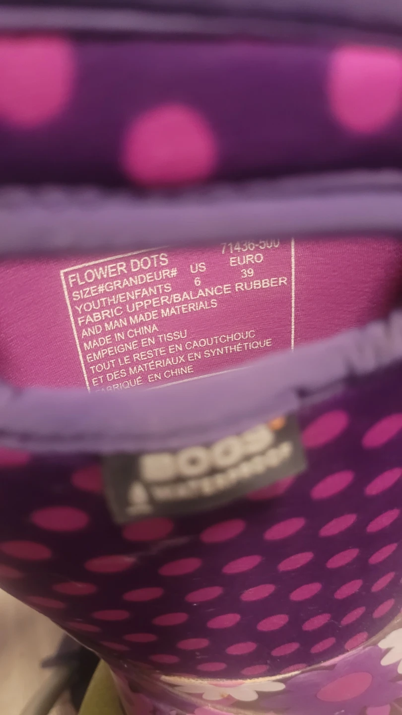 Bogs Flower Dots Youth Waterproof Boots Size 6 - photo 3