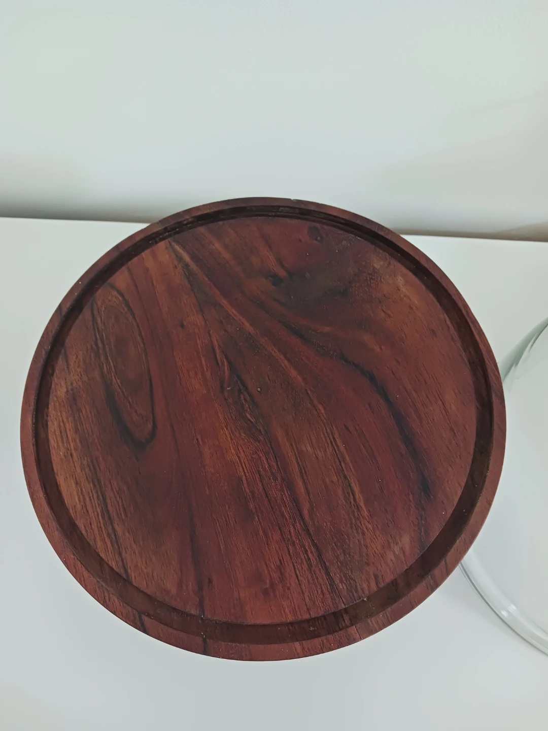 Glass Display Cake Stand with Wooden Base & Metal Leaf Handle - photo 4
