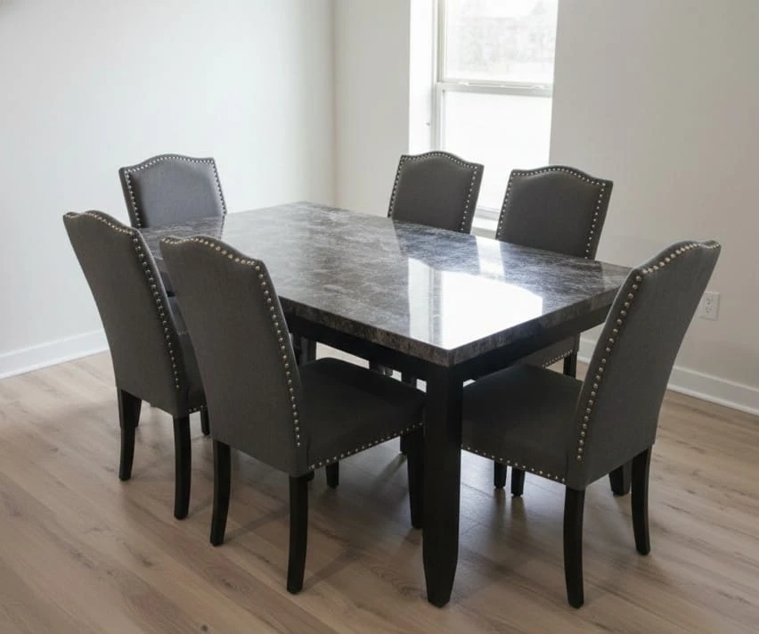 Dining Table with 6 Chairs - Grey