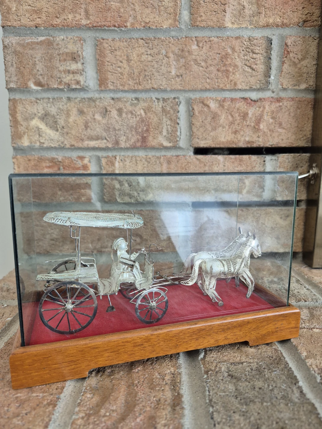 Vintage 925 Sterling Silver Filigree Horse & Carriage