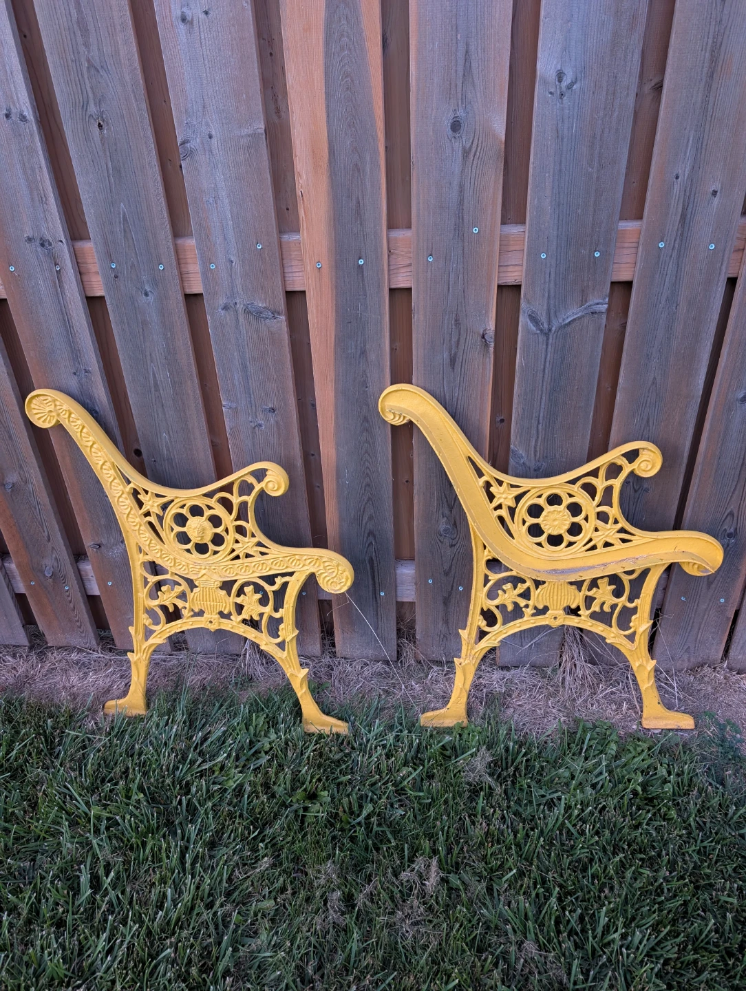 Yellow Cast Iron Bench Legs