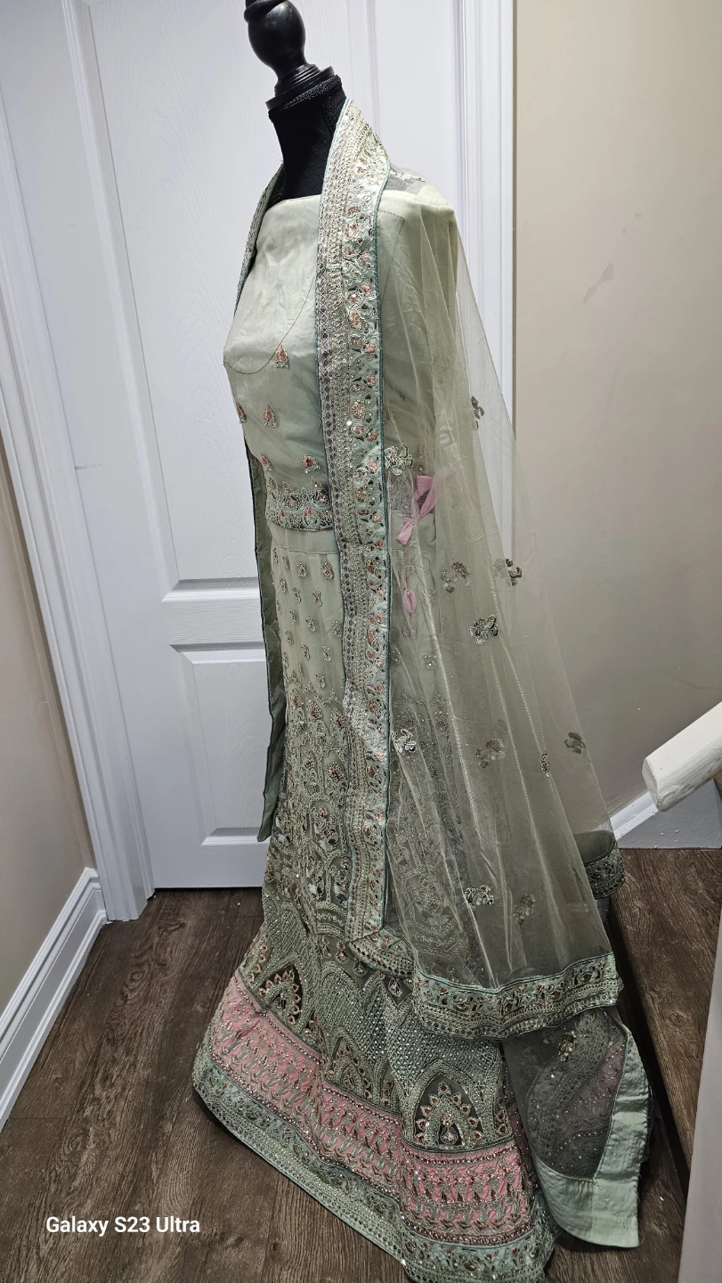 Embroidered Lehenga Choli Set - Mint Green - photo 2