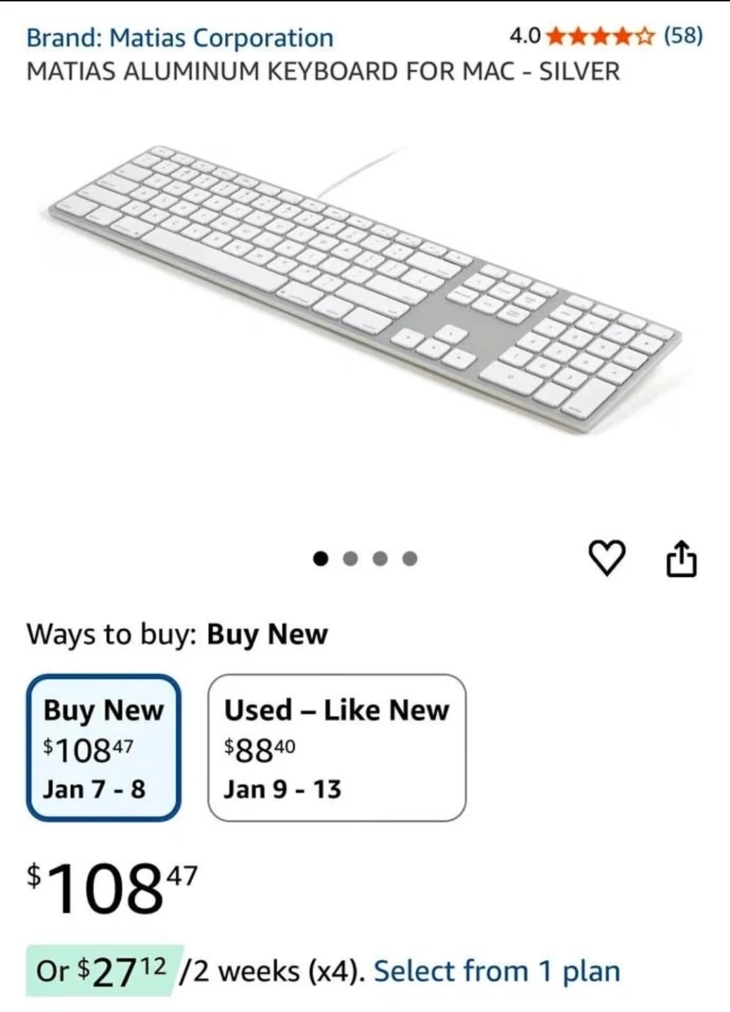 New Matias Wired Aluminum Keyboard - photo 2
