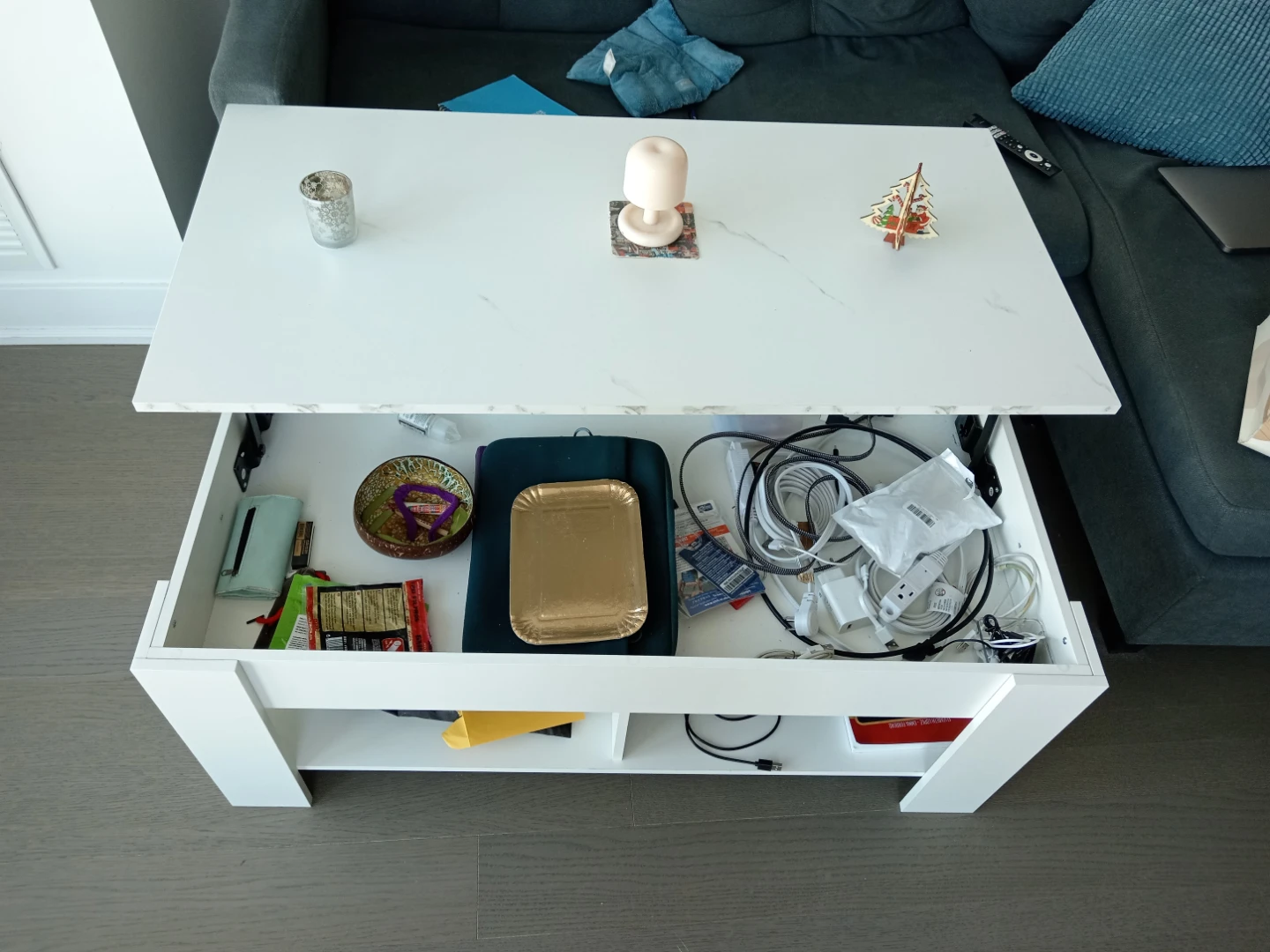 White Coffee Table with Storage - photo 2