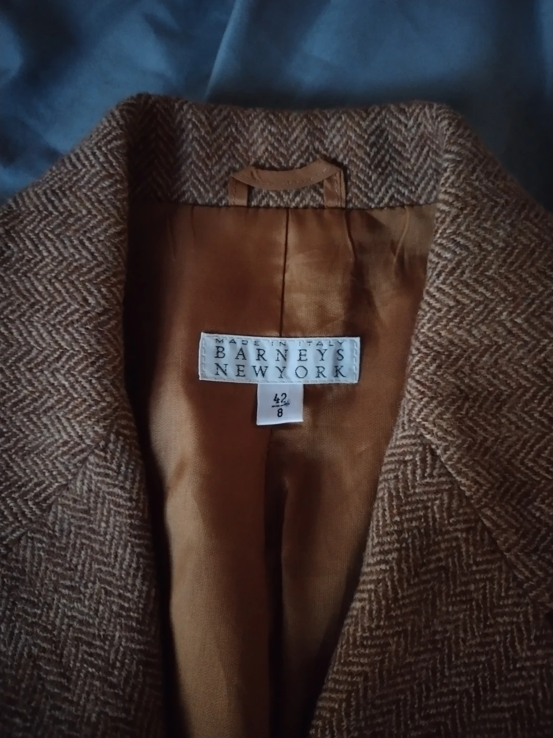🏆Barneys New York Brown Herringbone Blazer Size 42/8 - photo 4