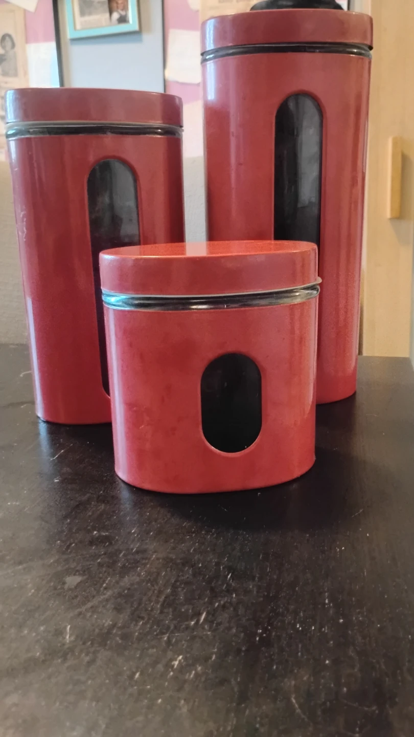 Arcosteel Red Kitchen Canister Set