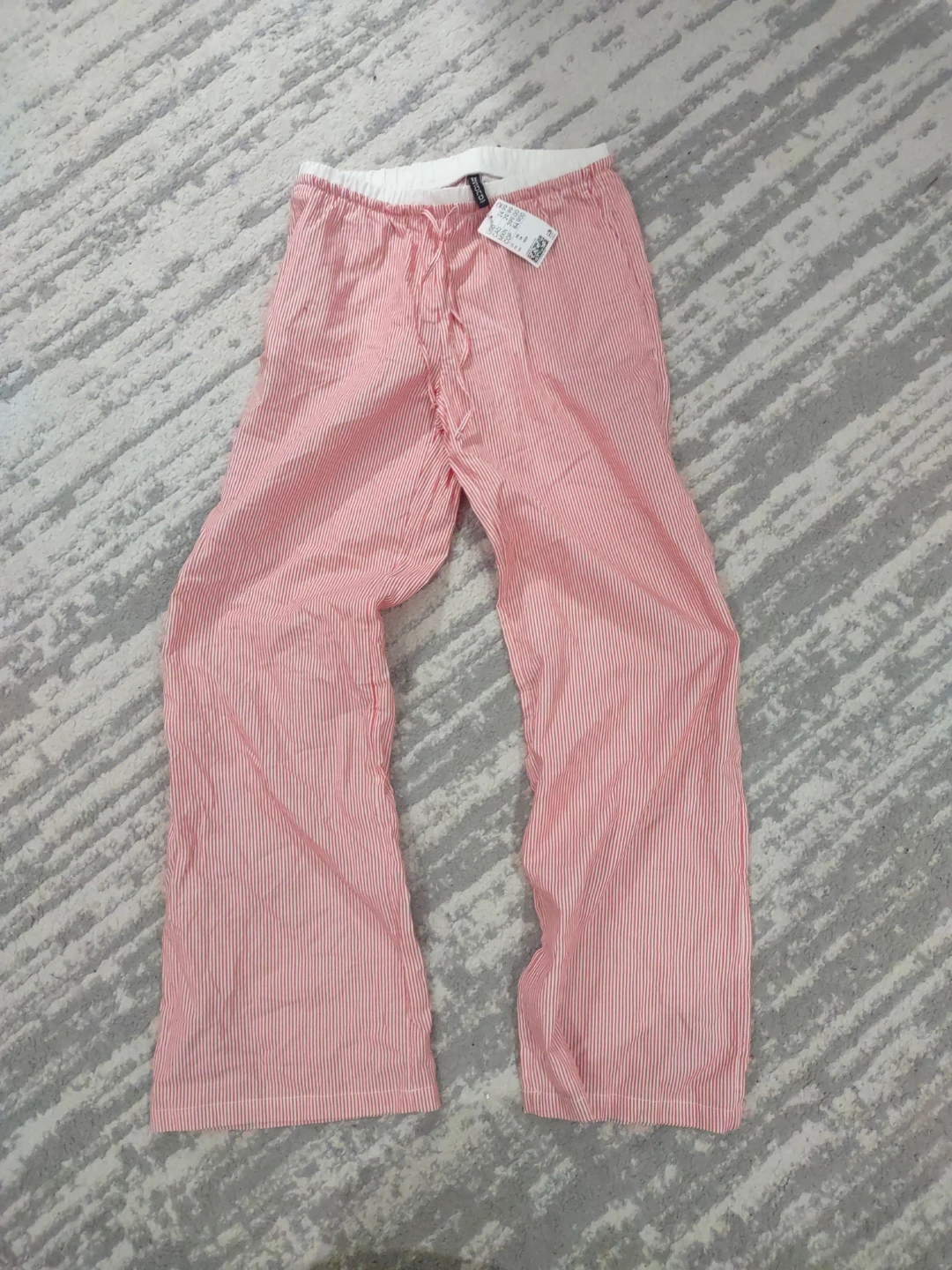 H&M Divided Red Striped linen Pants - Size XS