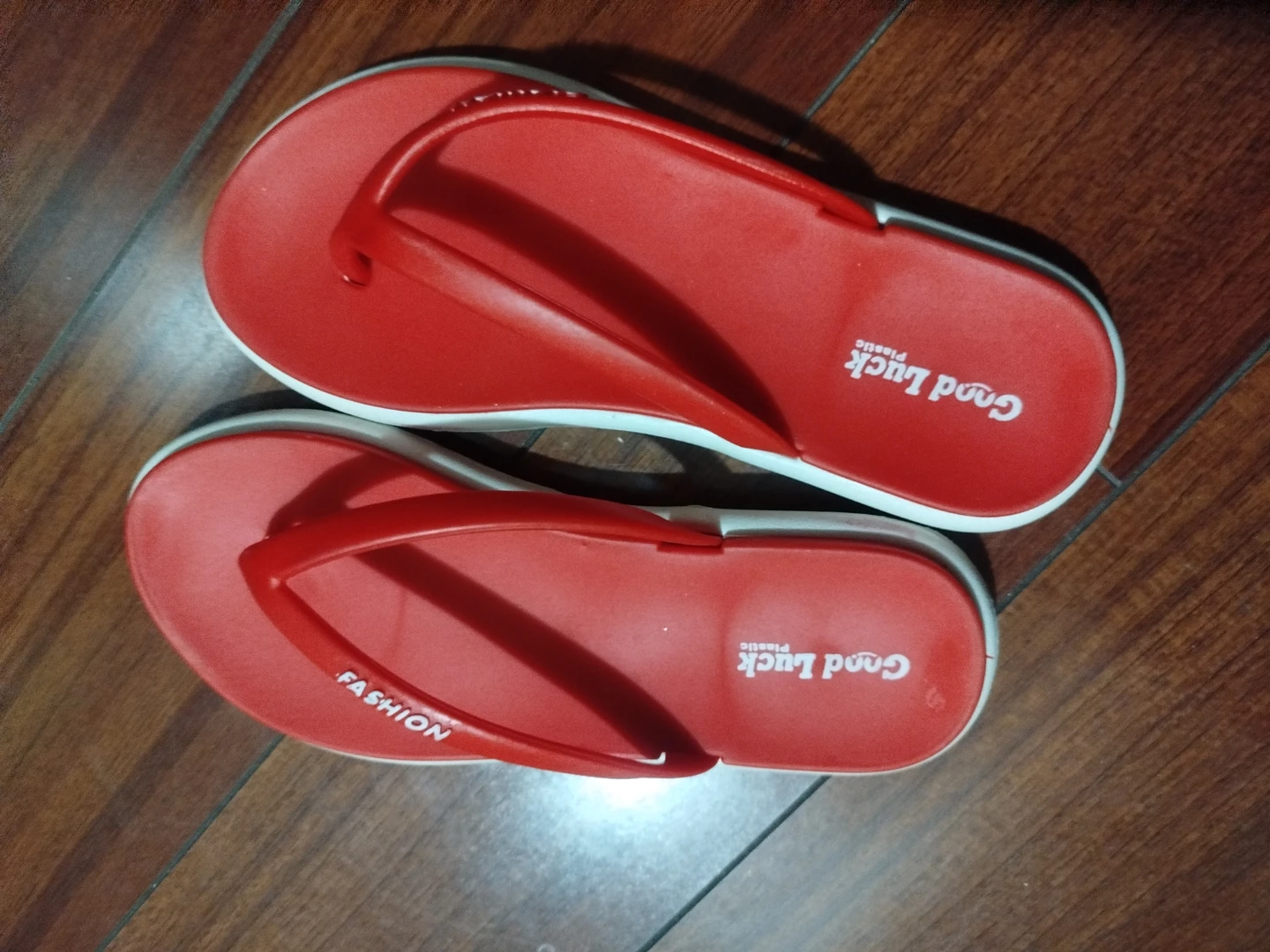 Good Luck Plastic Red Flip Flops