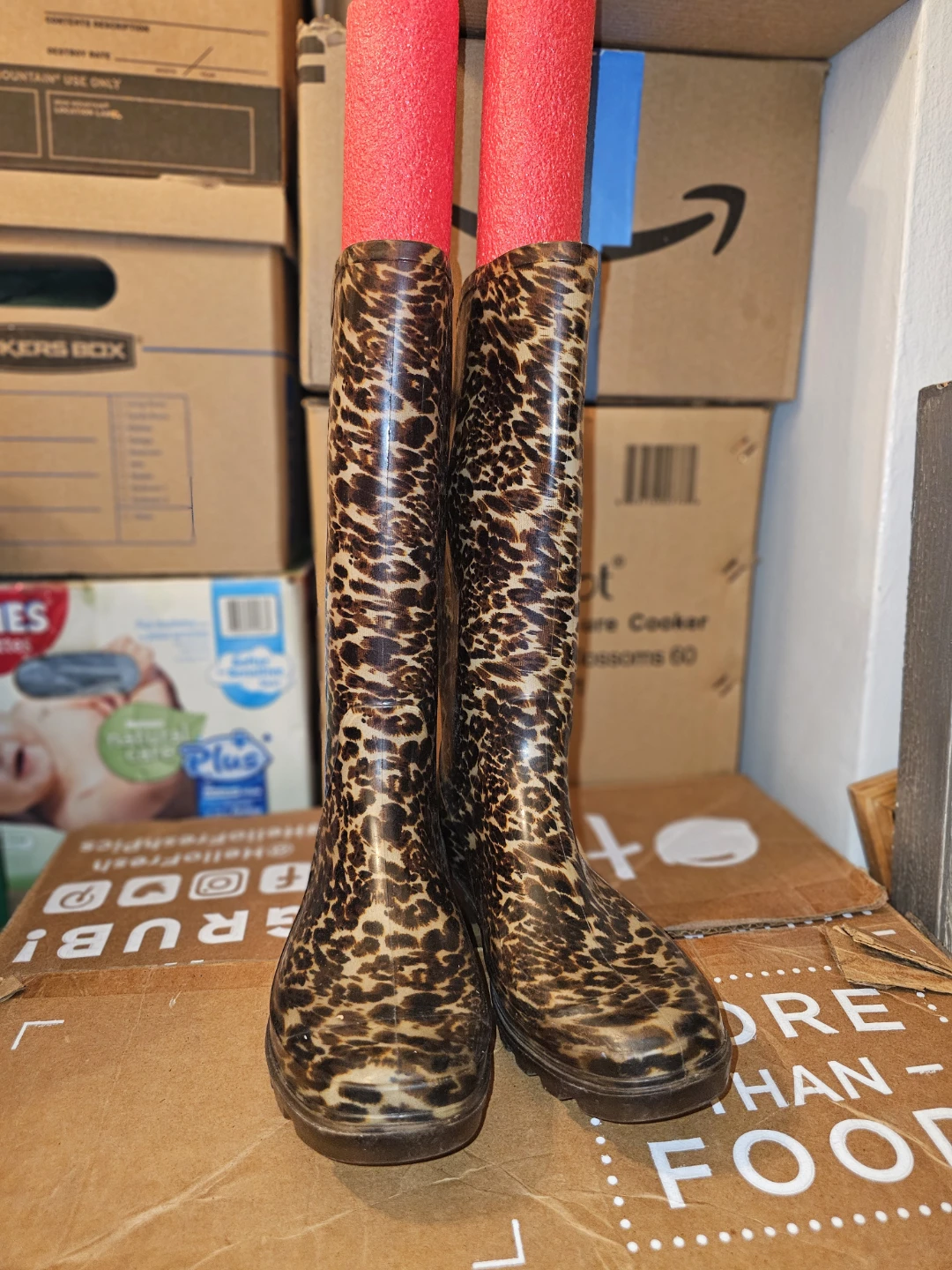 Leopard Print Rain Boots - Size 10