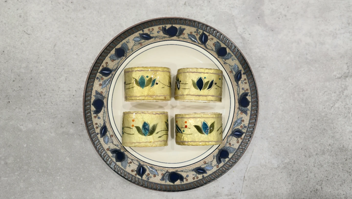 Vintage Paper Mache Napkin Rings, 8-pc