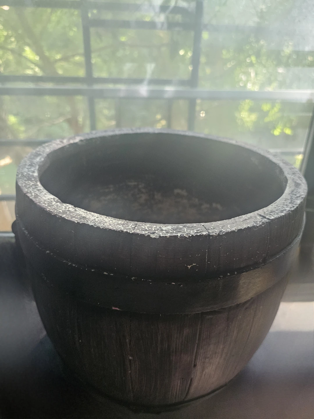 Dark Brown Barrel-Style Planter 10.88"H x 11" Dia. - photo 2