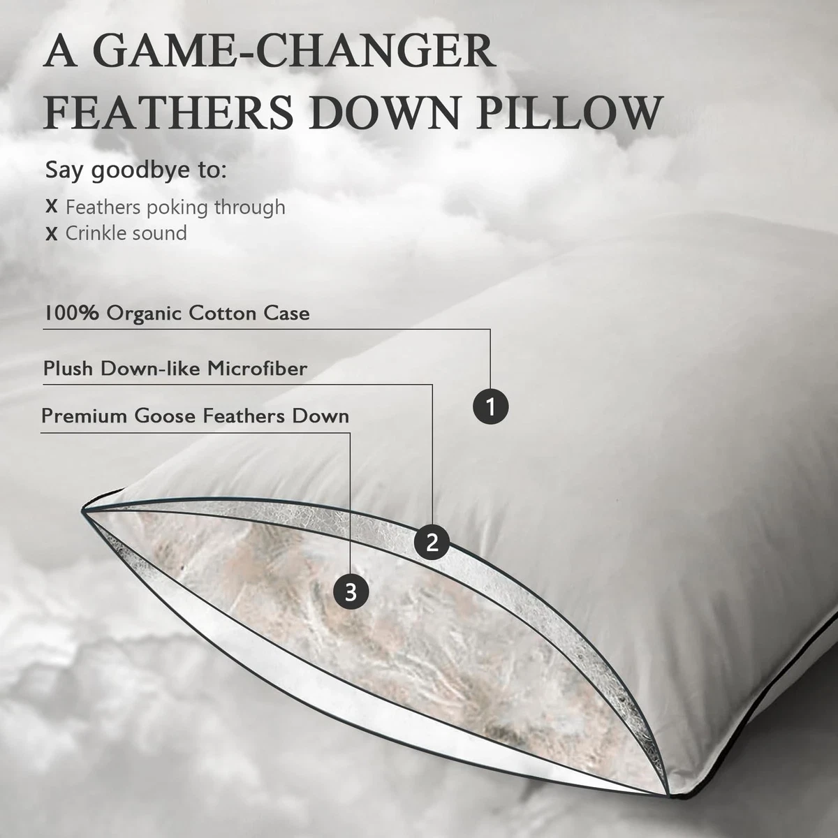 New set of 2 Comfy Luxury Feather Pillow - White - photo 5