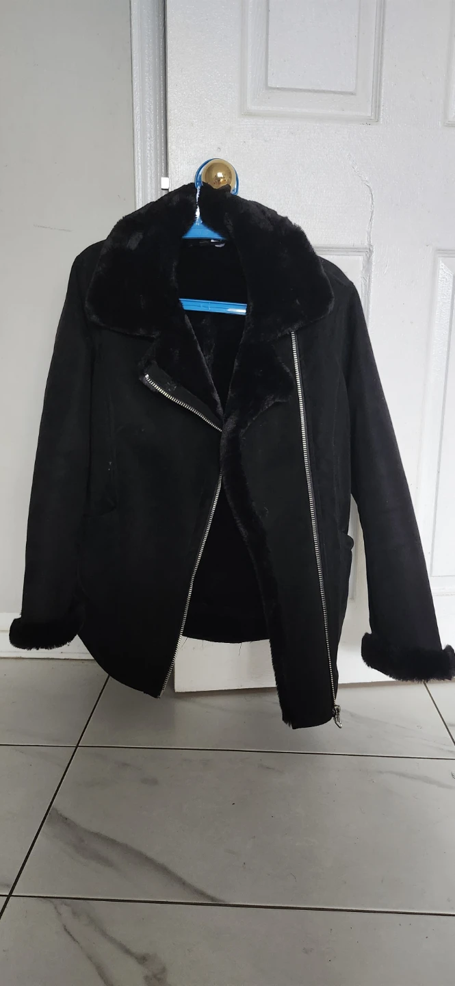 Black Faux Suede Biker Jacket - photo 3