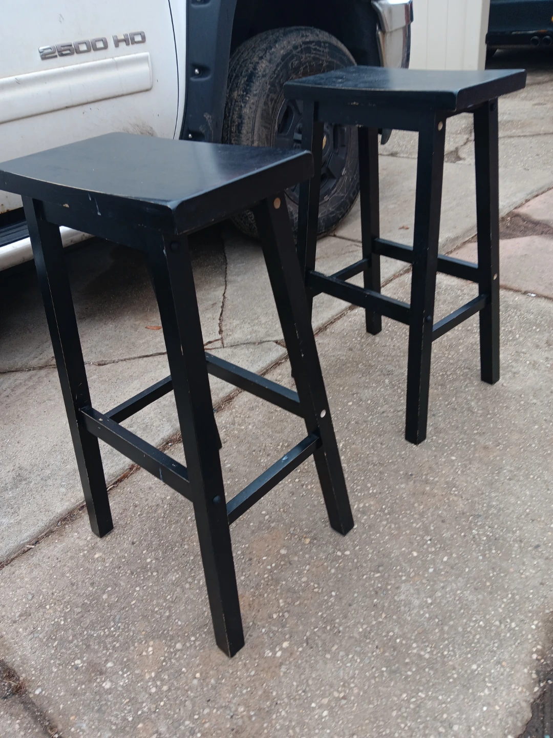 Black Wooden Stools - Set of 2 - photo 3