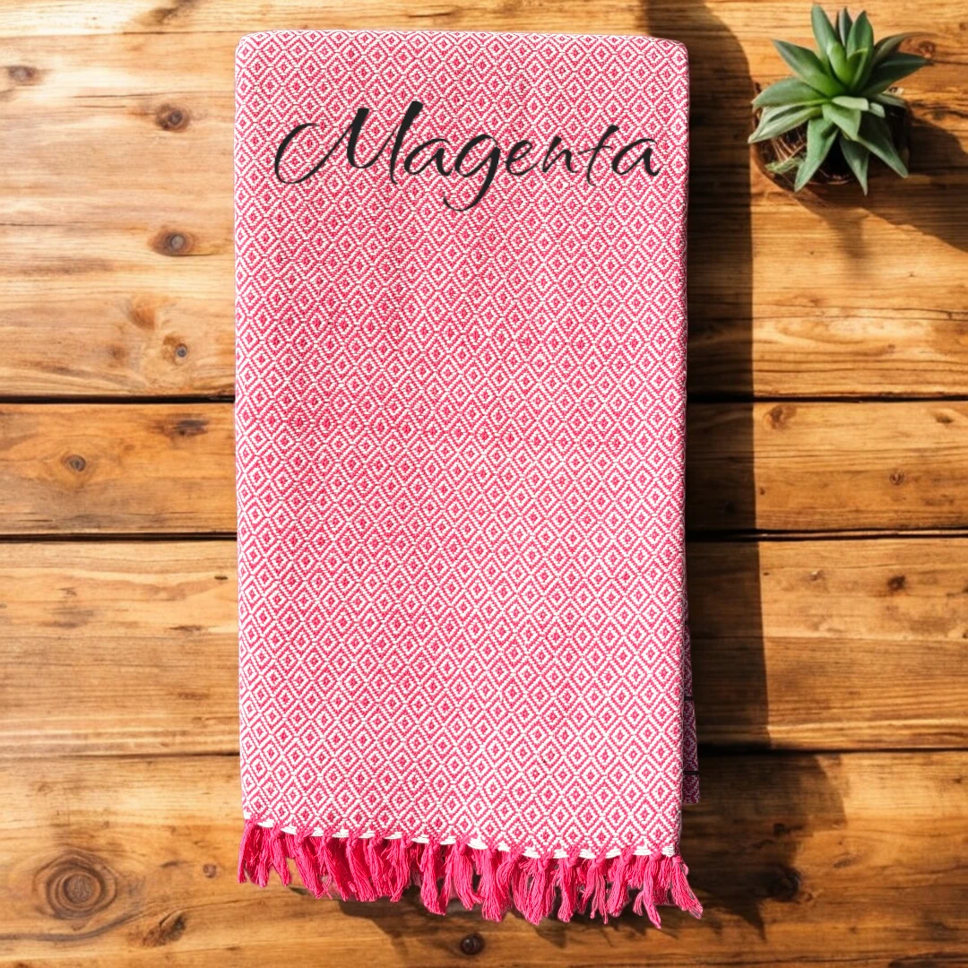 Handwoven Cotton Blanket - Magenta - photo 2