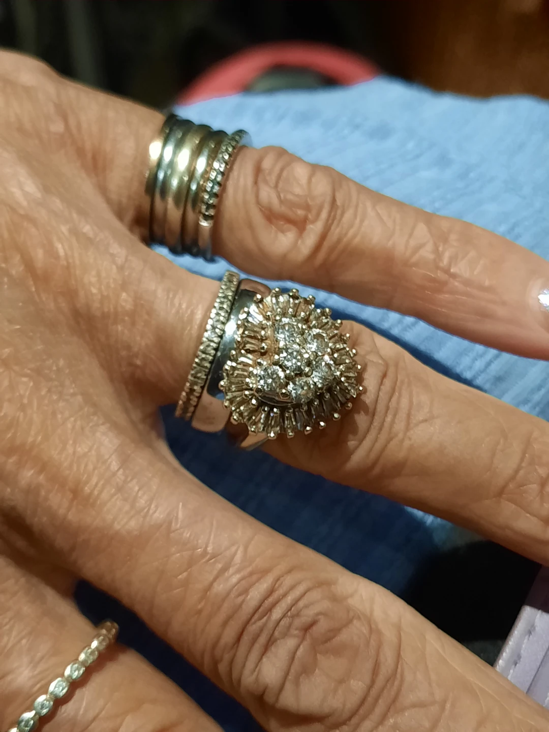 Solid 10k Gold Cluster CZ Heart Ring 7
