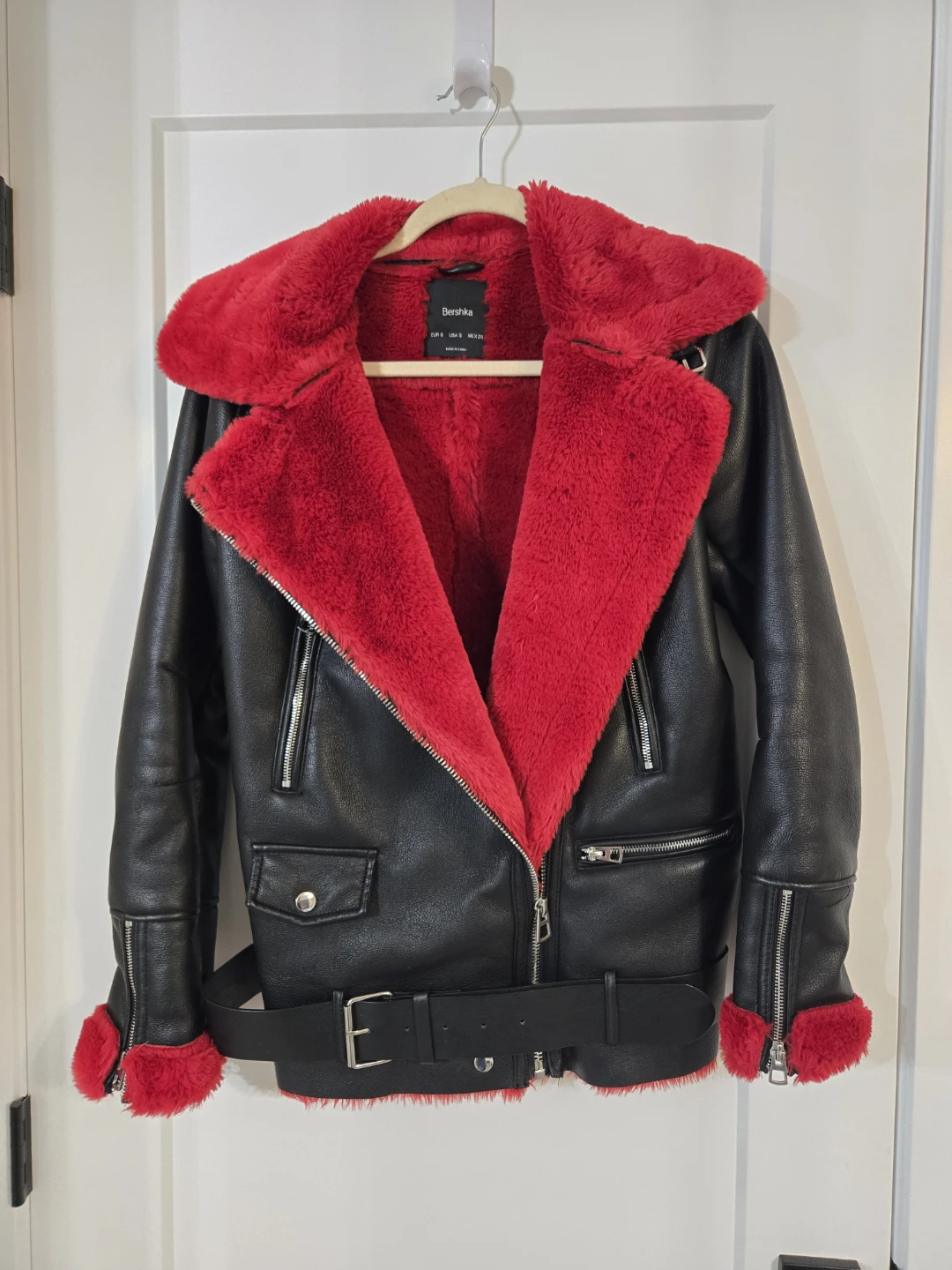 Bershka Black Faux Leather Jacket - Size S