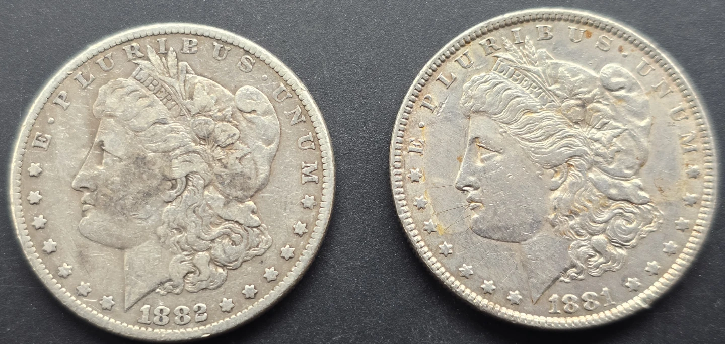 1881 & 1882 Morgan 90% Silver $$  US (2) Coin Lot!!!