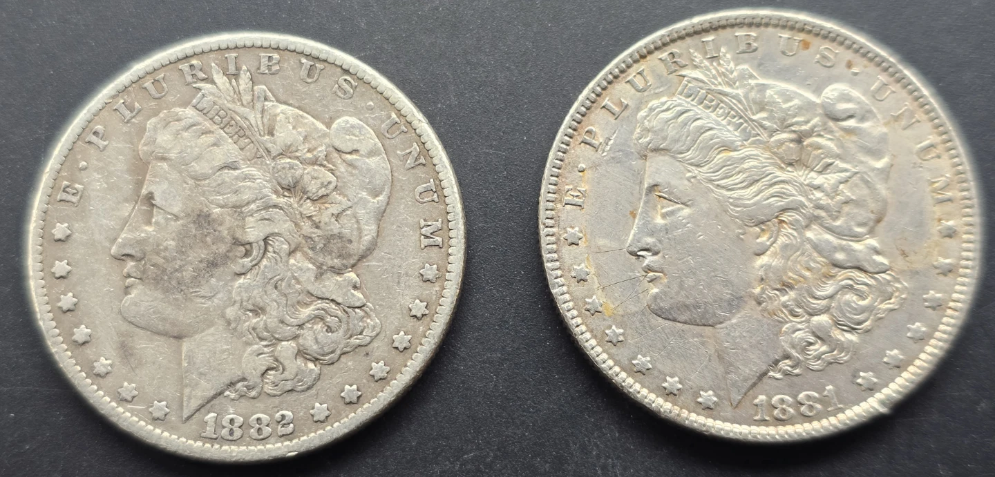 1881 & 1882 Morgan 90% Silver $$  US (2) Coin Lot!!! - photo 2