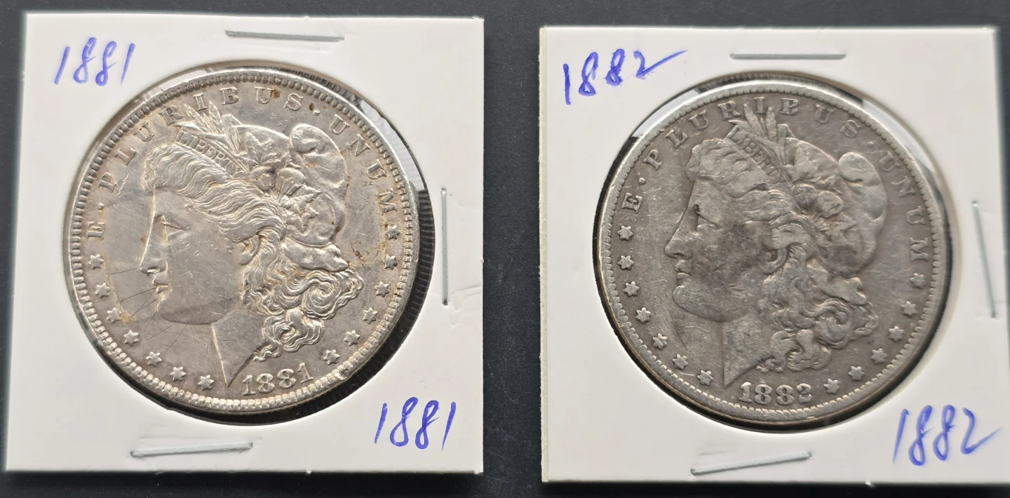 1881 & 1882 Morgan 90% Silver $$  US (2) Coin Lot!!! - photo 5