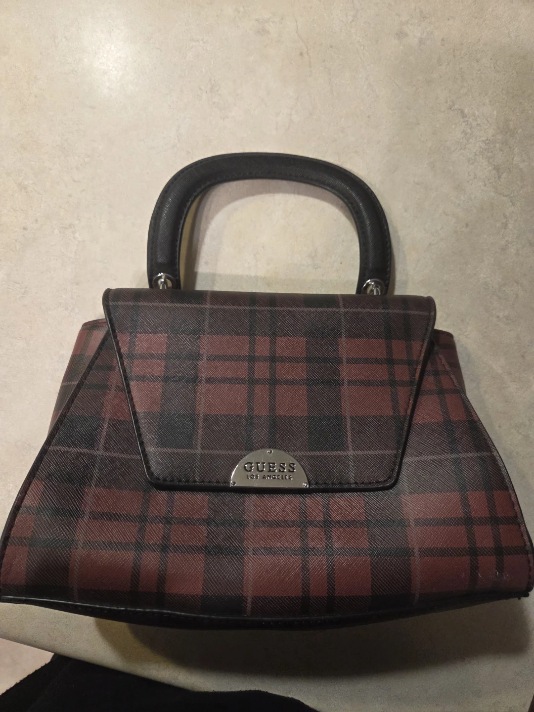 Guess Plaid Mini Top Handle Bag