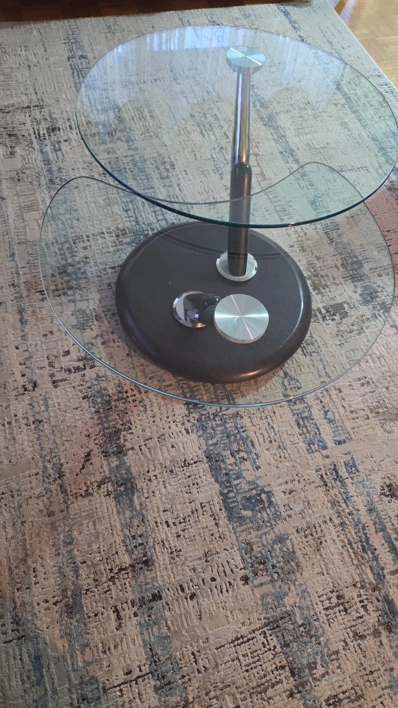 Glass Coffee Table with Metal Base