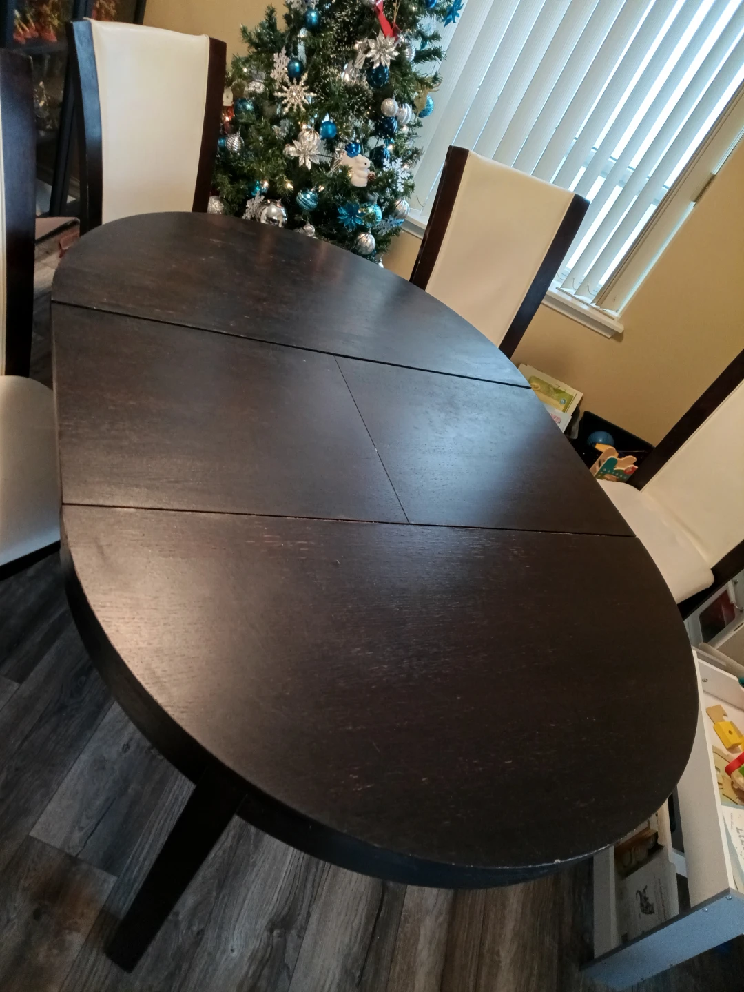 Extendable Round Dining Table - Dark Wood - photo 2